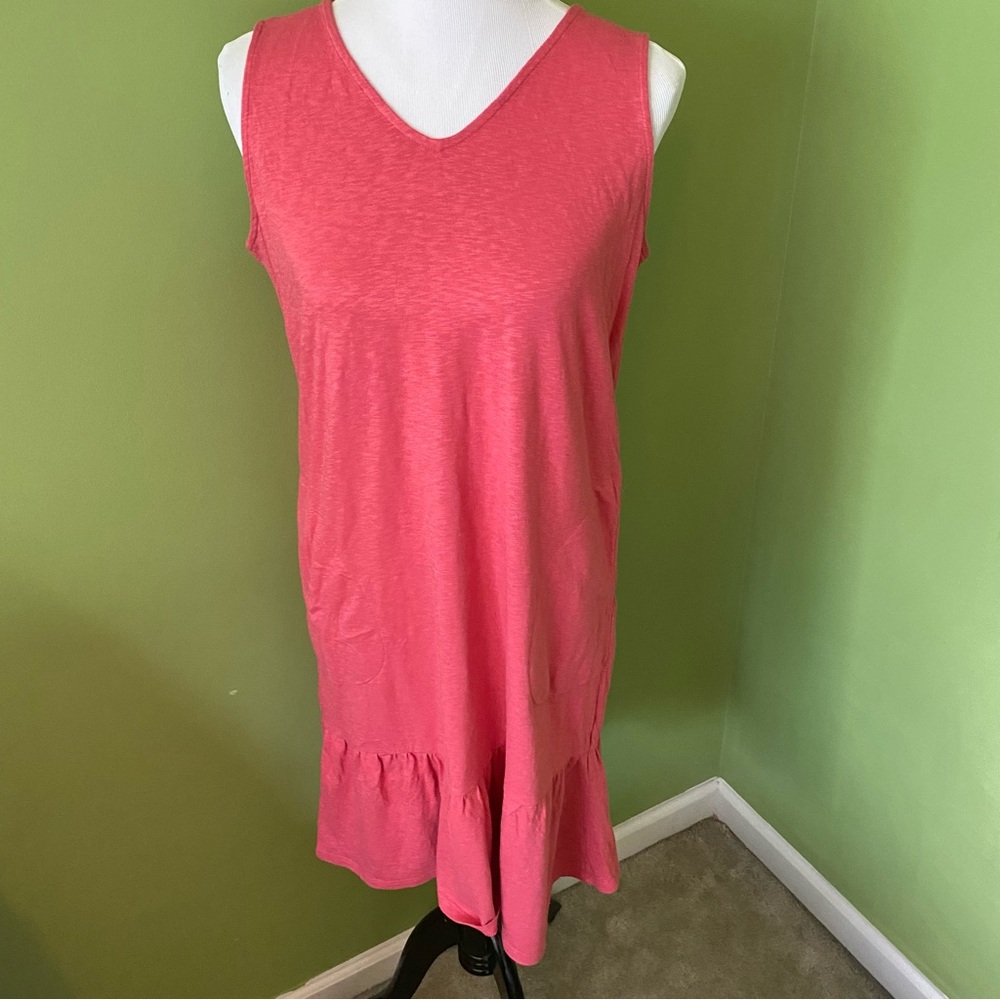 J.Jill Flounced Hem Double V-neck Sleeveless Knit Dress